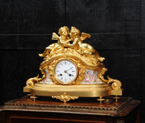 fig 3. Fine and Early Ormolu and Porcelain Clock ~ Cherubs