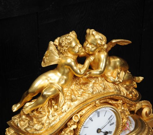 fig 4. Fine and Early Ormolu and Porcelain Clock ~ Cherubs
