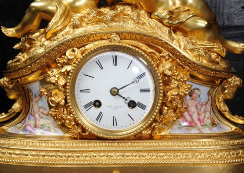 fig 5. Fine and Early Ormolu and Porcelain Clock ~ Cherubs