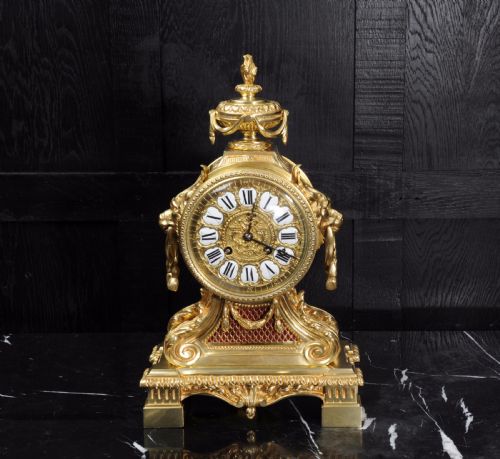 fig 1. Antique French Gilt Bronze Drum Head Clock by Louis Japy