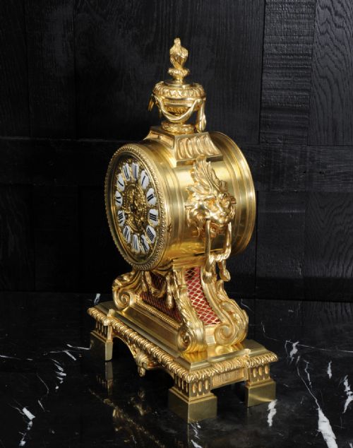 fig 2. Antique French Gilt Bronze Drum Head Clock by Louis Japy