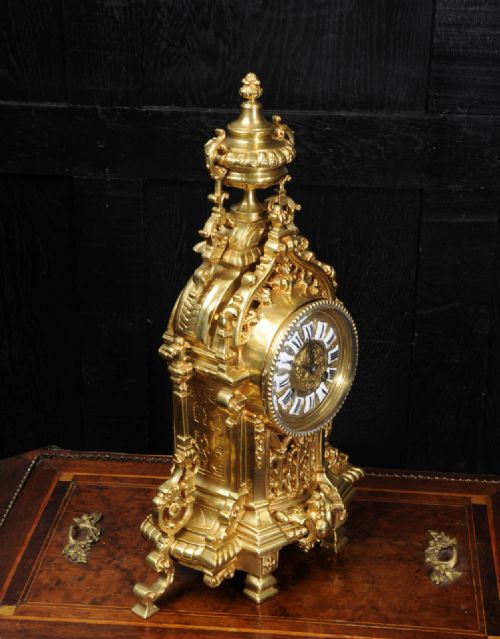 fig 3. Antique French Gilt Bronze Boudoir Clock by A. D. Mougin