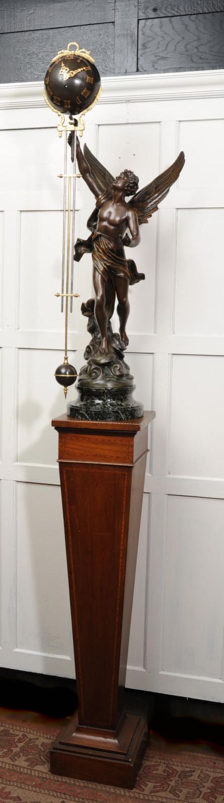 Rare Large Swinging Mystery Clock La Victoire by Émile Bruchon (Active 1880 -1910)