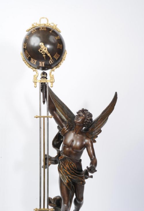 fig 2. Rare Large Swinging Mystery Clock La Victoire by Émile Bruchon (active 1880 -1910)