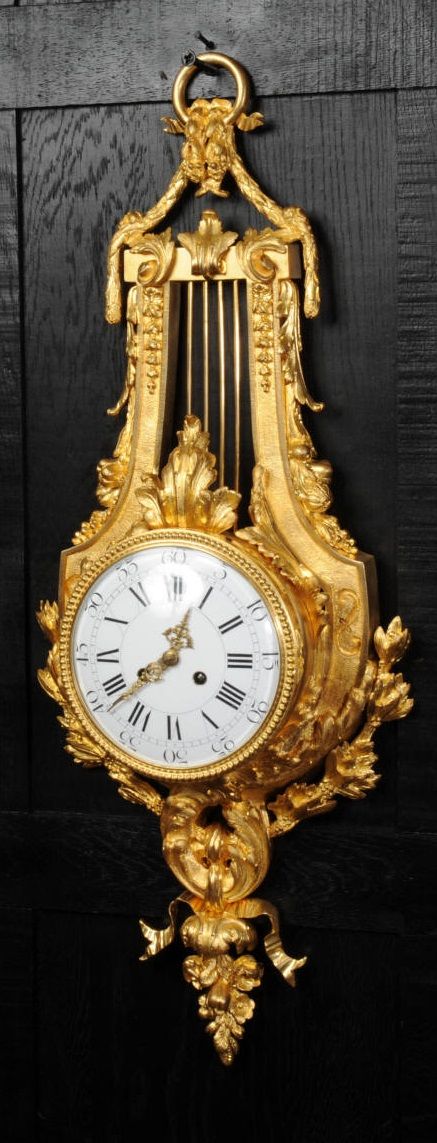 Stunning Ormolu Louis Xvi Lyre Cartel Wall Clock ~ Vincenti
