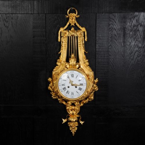 fig 1. Stunning Ormolu Louis XVI Lyre Cartel Wall Clock ~ Vincenti