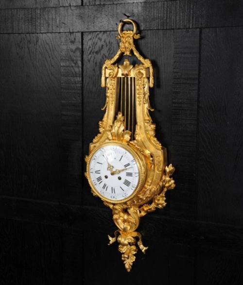 fig 2. Stunning Ormolu Louis XVI Lyre Cartel Wall Clock ~ Vincenti