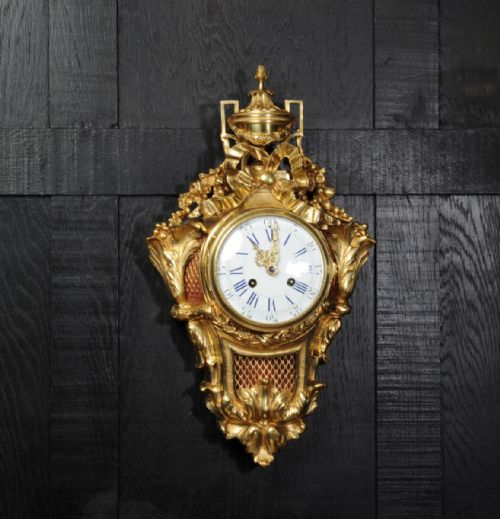 fig 1. Antique French Gilt Bronze Cartel Wall Clock