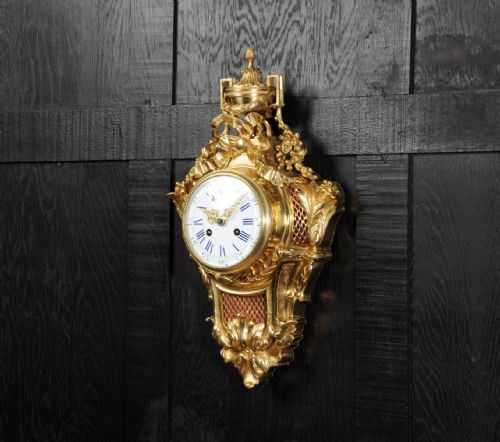 fig 2. Antique French Gilt Bronze Cartel Wall Clock