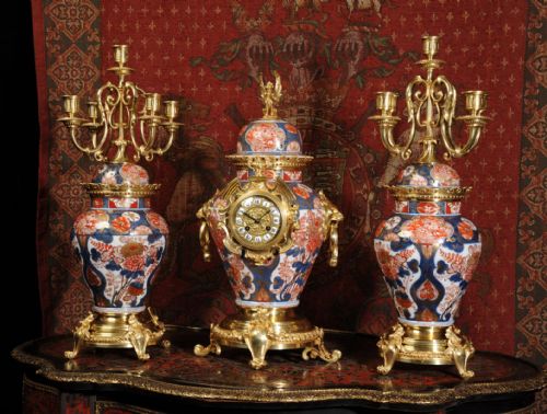 fig 4. Rare Bronze Mounted Imari Porcelain Clock Set ~ Samuel Marti