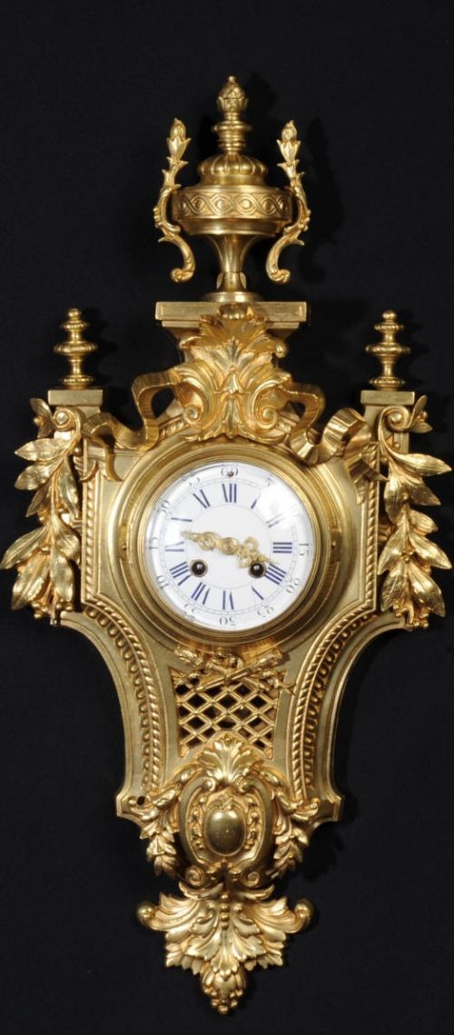 Japy Freres Louis Xvi Gilt Bronze Cartel Wall Clock