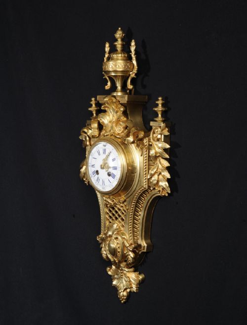 fig 2. Japy Freres Louis XVI Gilt Bronze Cartel Wall Clock