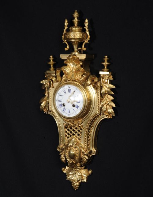 fig 3. Japy Freres Louis XVI Gilt Bronze Cartel Wall Clock
