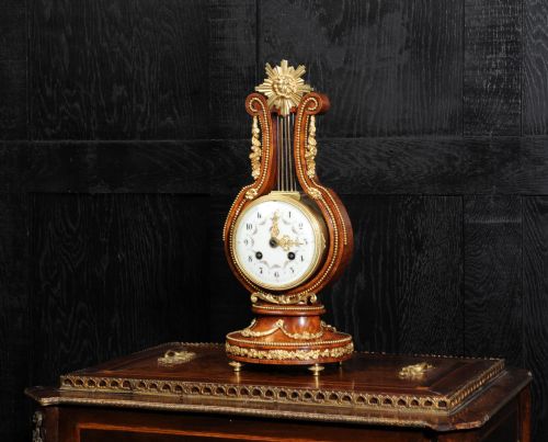 fig 1. Walnut and Ormolu Lyre Boudoir Clock