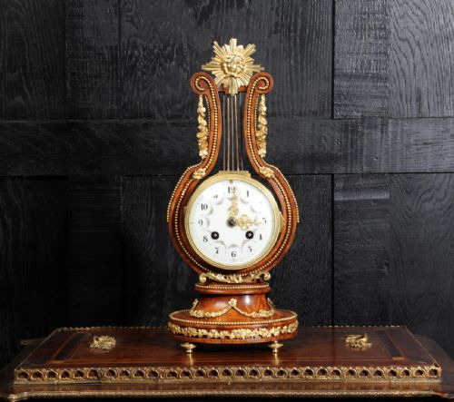 fig 2. Walnut and Ormolu Lyre Boudoir Clock
