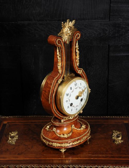 fig 3. Walnut and Ormolu Lyre Boudoir Clock