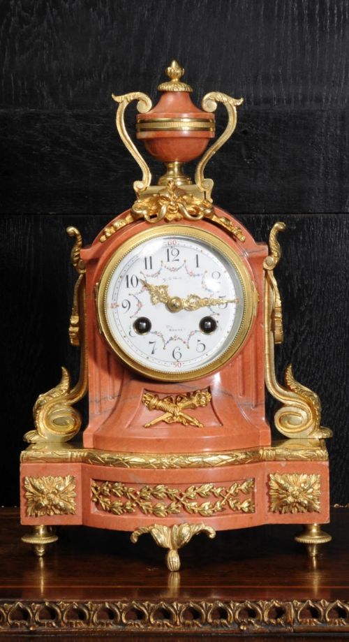 Superb Ormolu Mounted Pink Marble Boudoir Clock