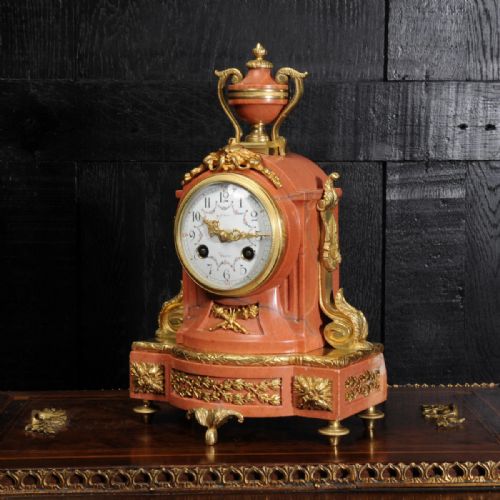 fig 1. Superb ormolu mounted pink marble boudoir clock