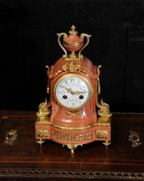 fig 3. Superb ormolu mounted pink marble boudoir clock