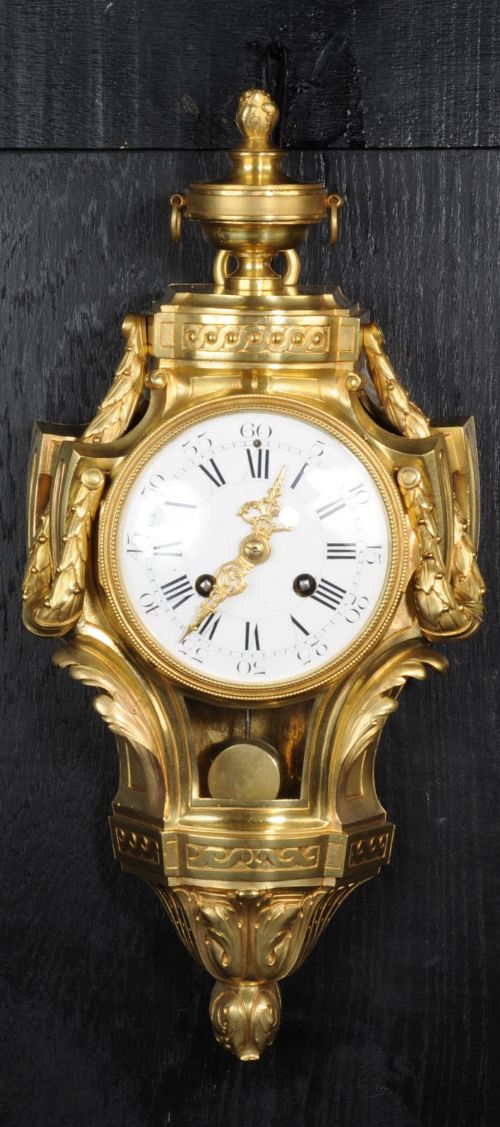 Antique French Gilt Bronze Cartel Wall Clock