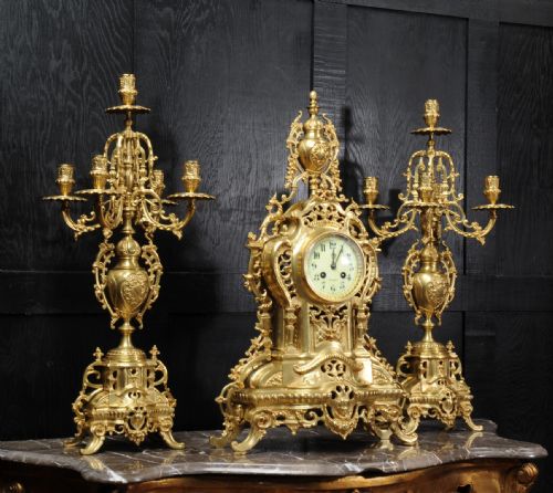 fig 4. Large Antique French Gilt Bronze Clock Set by Louis Japy