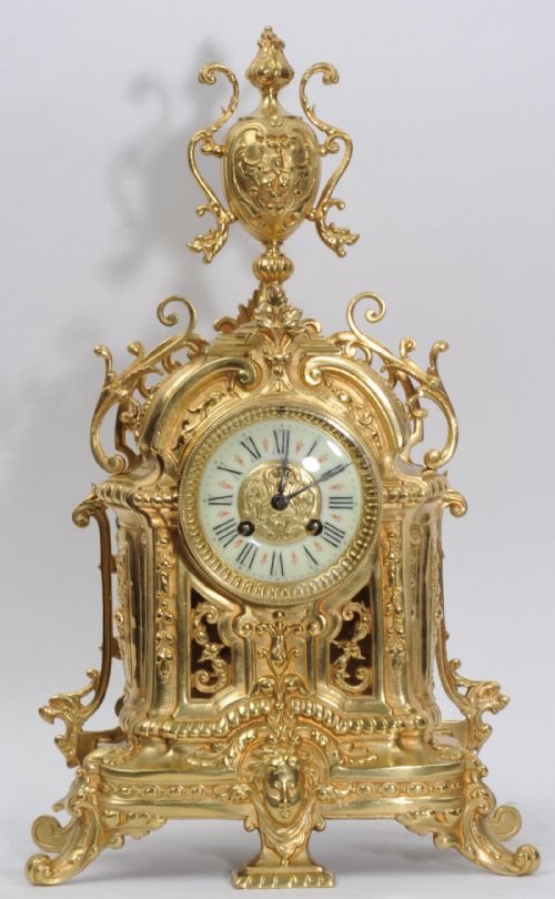 Antique French Gilt Bronze Boudoir Clock by Louis Japy
