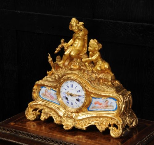 fig 1. Fine Early Ormolu and Sevres Porcelain Boudoir Clock ~ Japy Freres