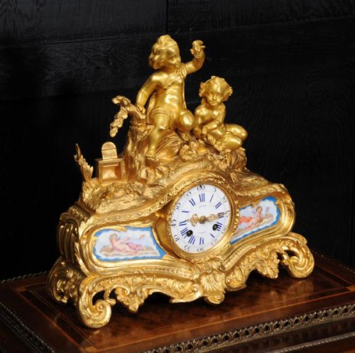 fig 2. Fine Early Ormolu and Sevres Porcelain Boudoir Clock ~ Japy Freres