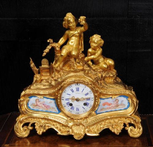 fig 4. Fine Early Ormolu and Sevres Porcelain Boudoir Clock ~ Japy Freres