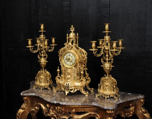 fig 3. Large Gilt Bronze Clock Set ~ Goddess Nike