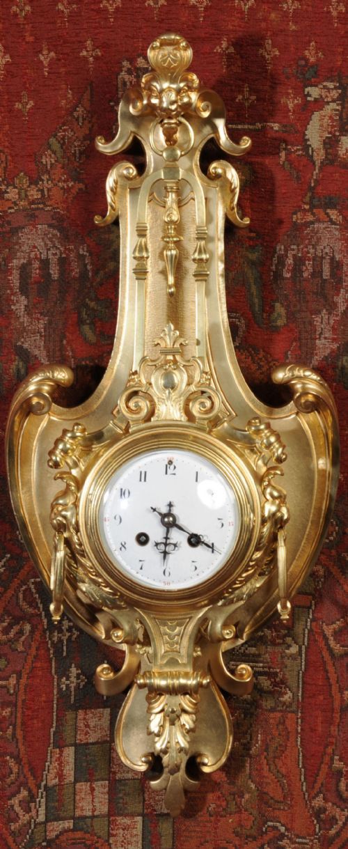 Japy Freres Ormolu Cartel Wall Clock ~ Visible Pendulum