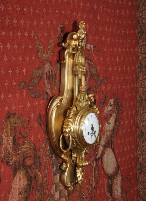 fig 2. Japy Freres Ormolu Cartel Wall Clock ~ Visible Pendulum