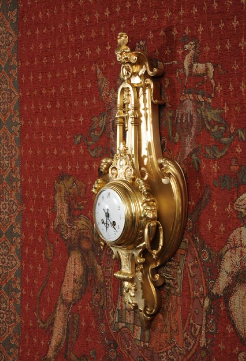 fig 3. Japy Freres Ormolu Cartel Wall Clock ~ Visible Pendulum