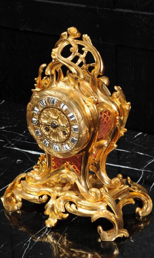 Ormolu Rococo Table Clock by Charpentier Paris