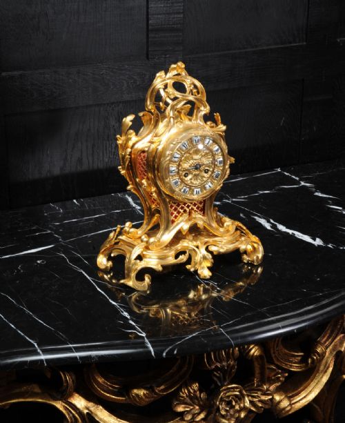 fig 4. Ormolu Rococo Table Clock by Charpentier Paris