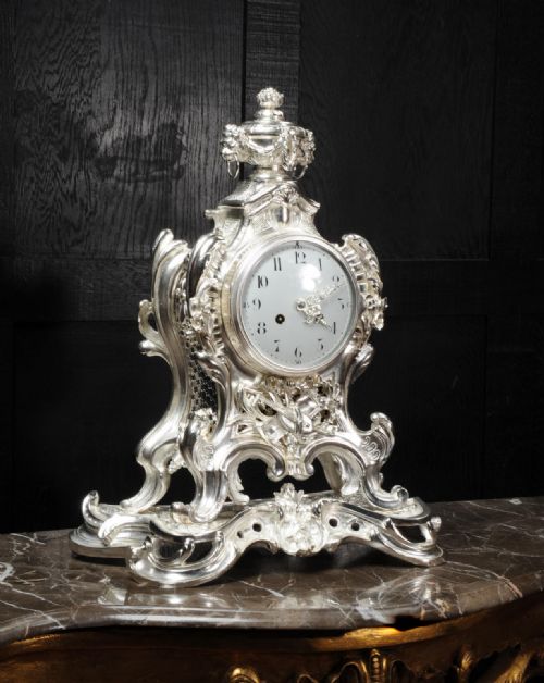 fig 1. Silver Large Rococo Clock ~ Music