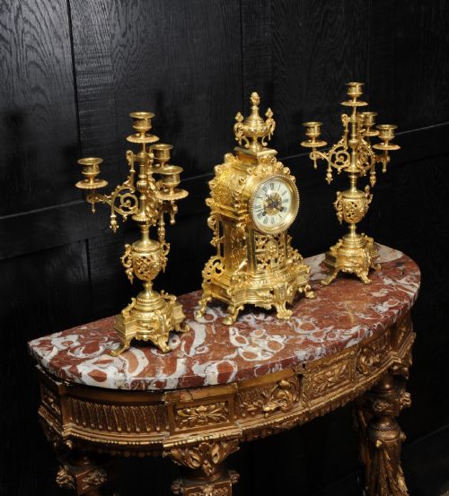 fig 4. Antique French Gilt Bronze Clock Set