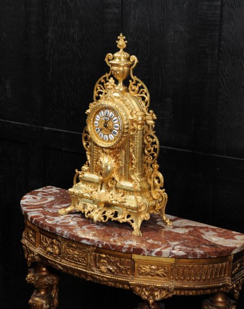 fig 3. Large Antique Gilt Bronze Clock