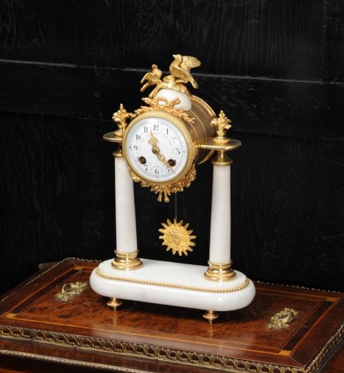 fig 1. Antique French Marble and Ormolu Portico Clock