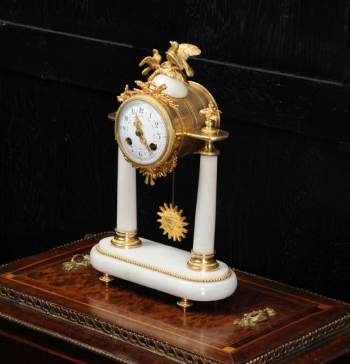fig 2. Antique French Marble and Ormolu Portico Clock