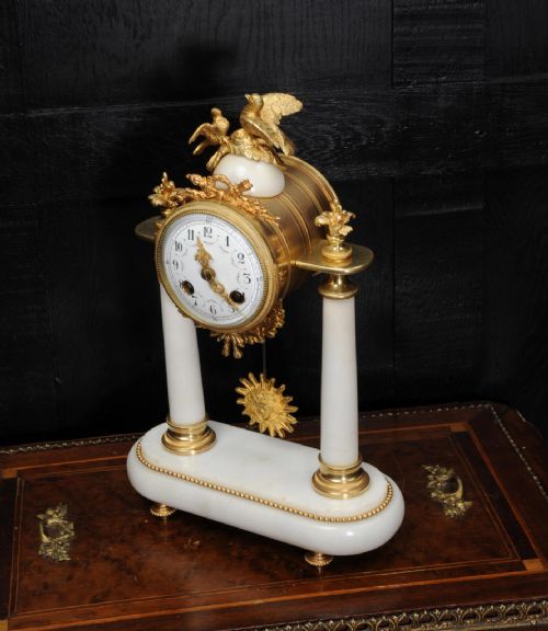 fig 3. Antique French Marble and Ormolu Portico Clock