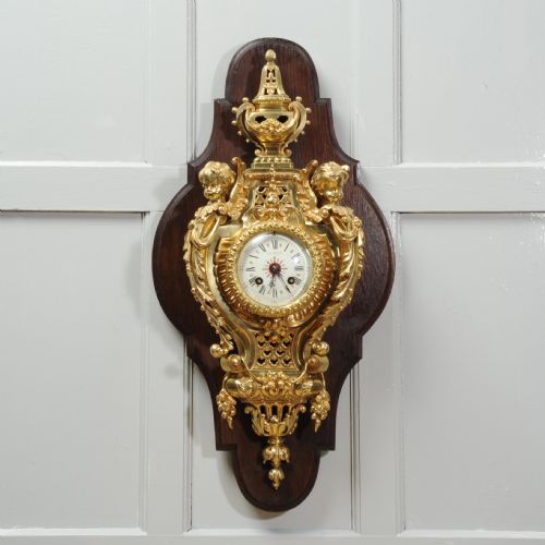 fig 1. Antique French Ormolu Cartel Wall Clock by Maison Bagues, Paris