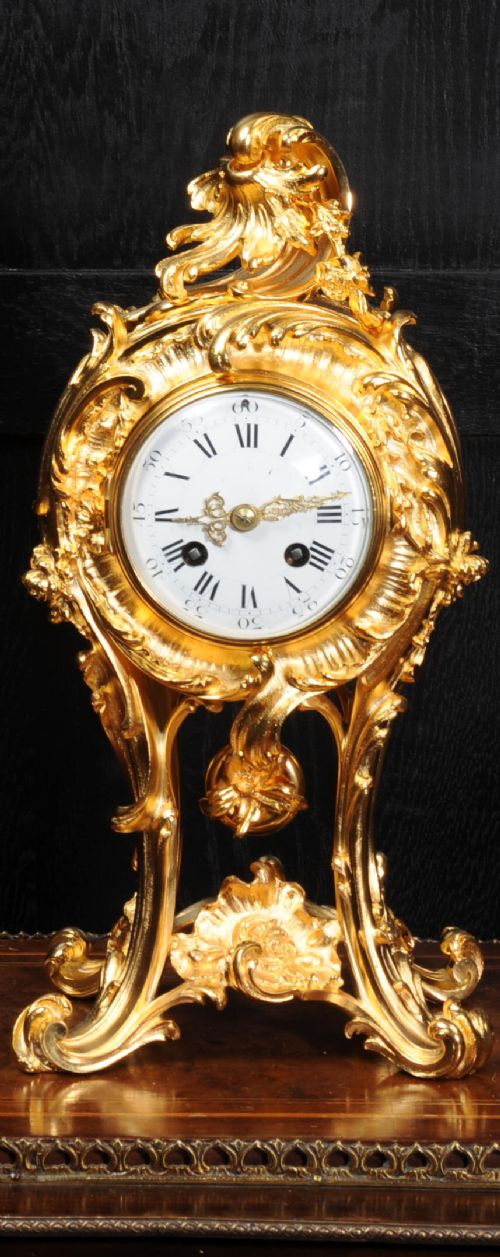 Superb Rococo Ormolu Clock Set with Visible Pendulum by Emile Colin, Paris