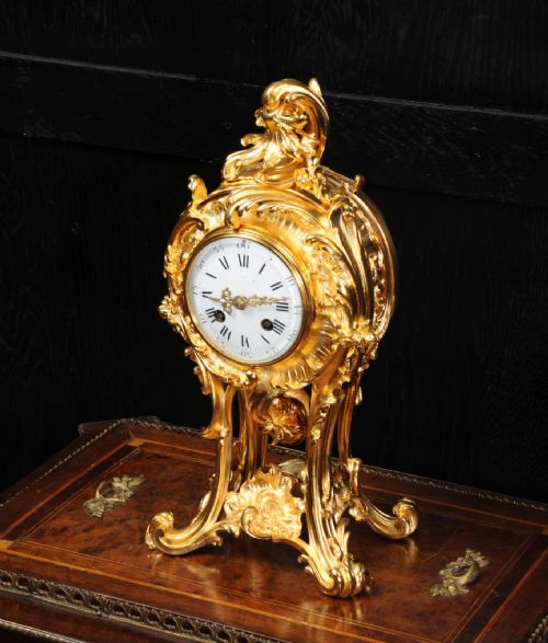 fig 1. Superb Rococo Ormolu Clock Set with Visible Pendulum by Emile Colin, Paris