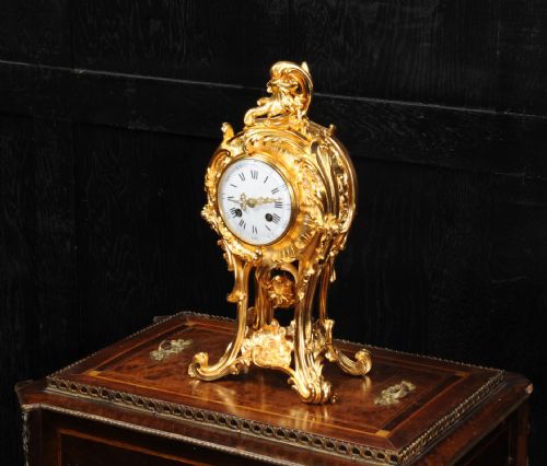 fig 2. Superb Rococo Ormolu Clock Set with Visible Pendulum by Emile Colin, Paris