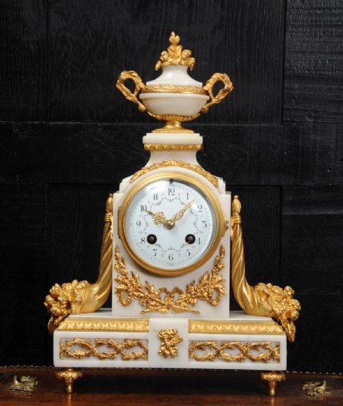 fig 1. Antique French White Marble and Ormolu Boudoir Clock