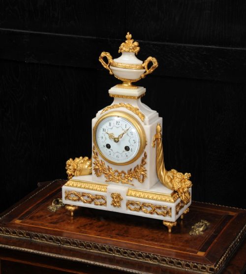 fig 2. Antique French White Marble and Ormolu Boudoir Clock