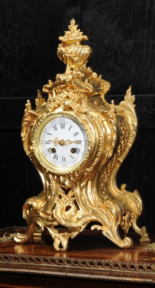 Antique French Gilt Bronze Rococo Clock