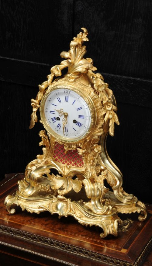 Large Rococo Ormolu Antique French Clock by Vincenti