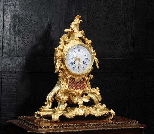 fig 2. Large Rococo Ormolu Antique French Clock by Vincenti